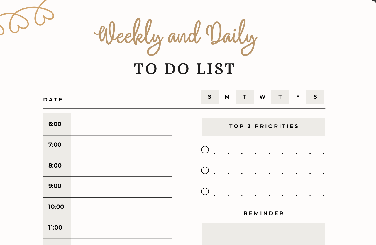 Weekly & Daily To Do List