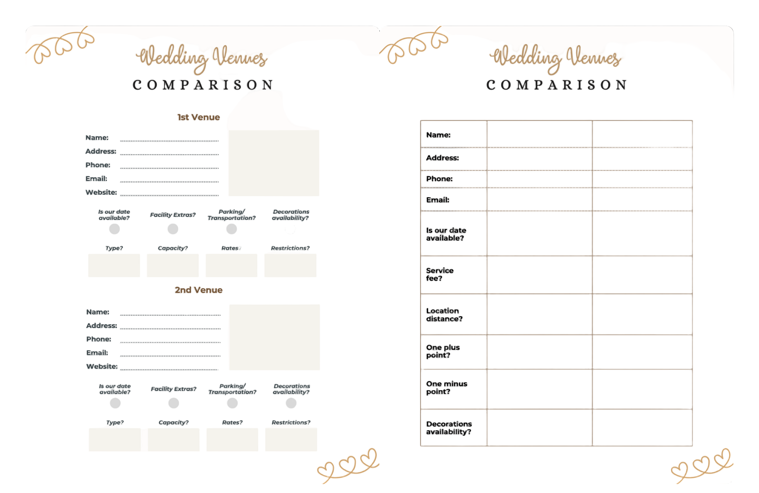 Wedding Venues Comparison