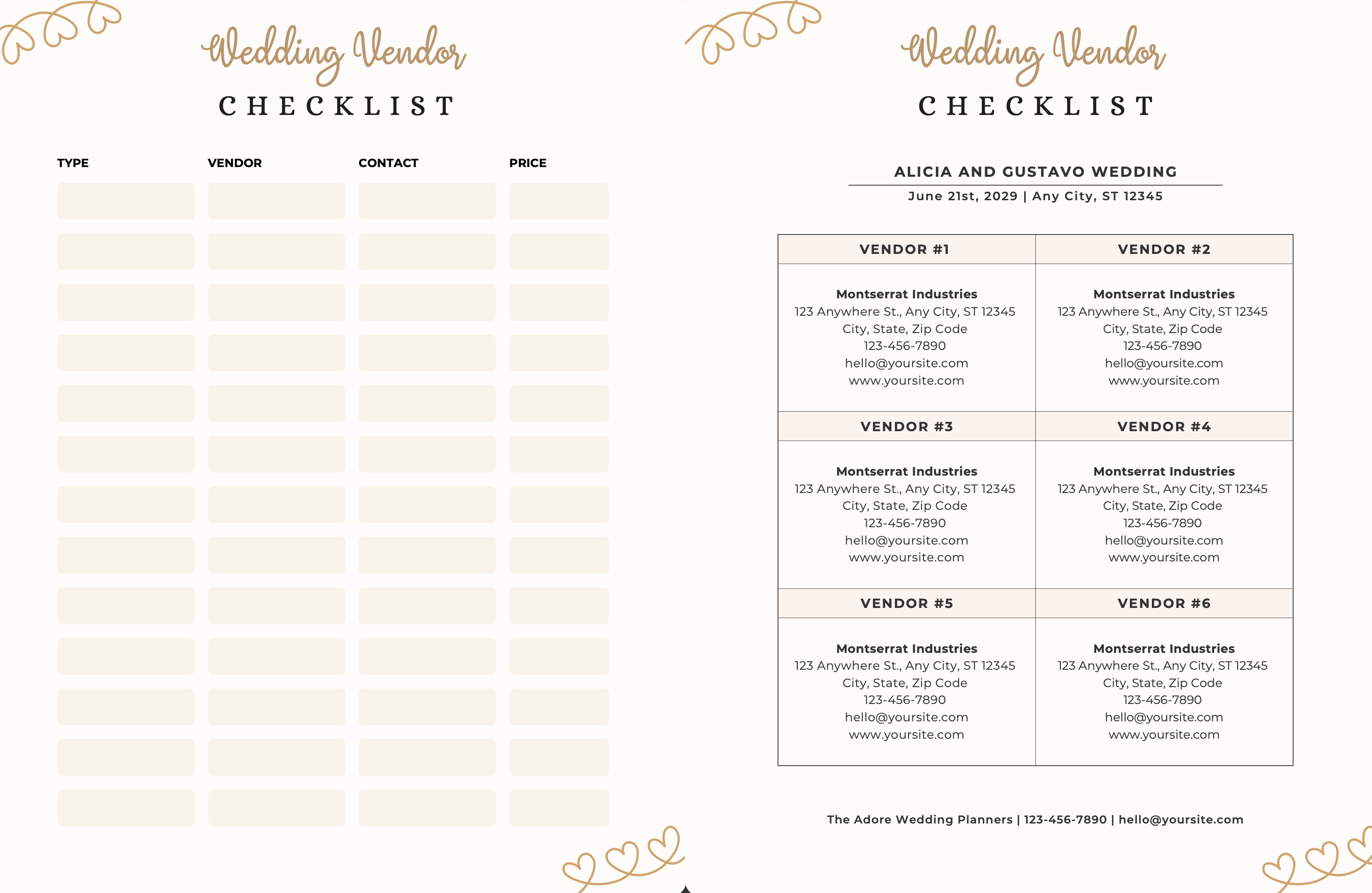 Wedding Vendor Checklist